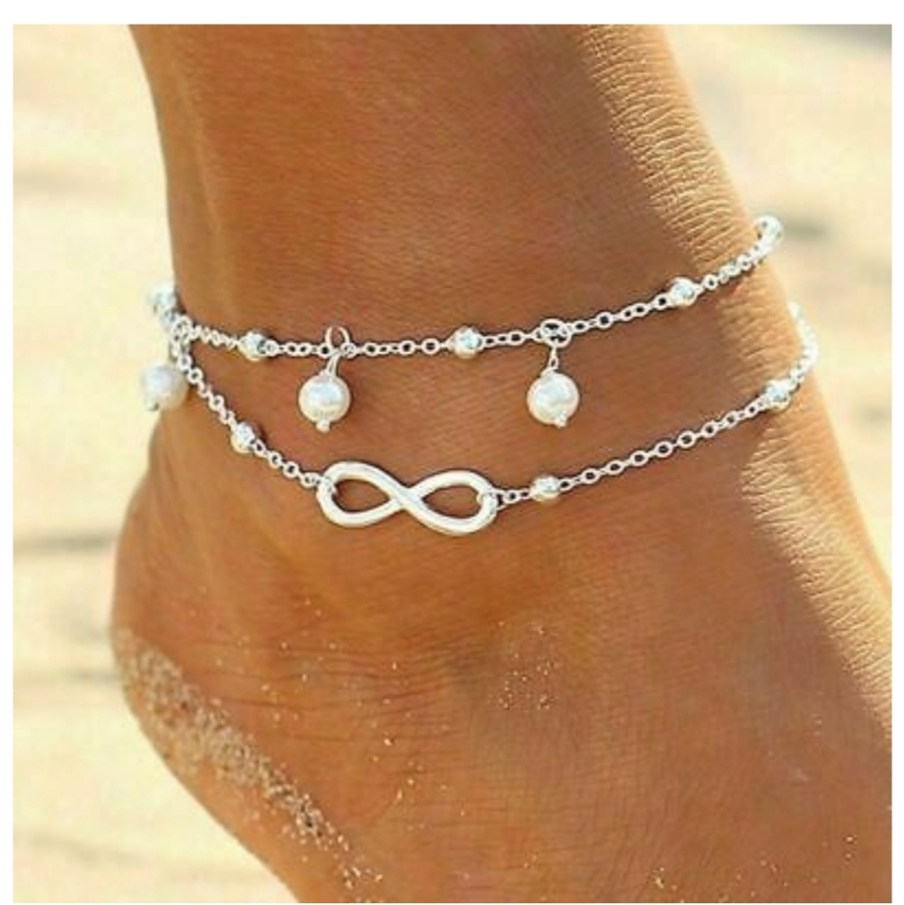 NWT 925 SILVER DOUBLE CHAIN ANKLET